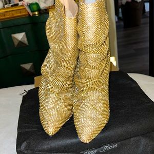 Gold sparkling booties